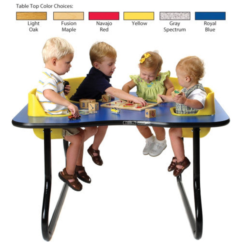 4-Seat Toddler Table, Fusion Maple Table Top with Blue Seats