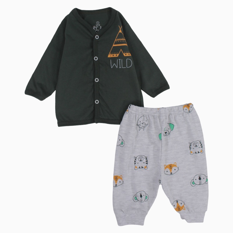 Baby Boys Cotton Pajama Set  Wild Animals Print