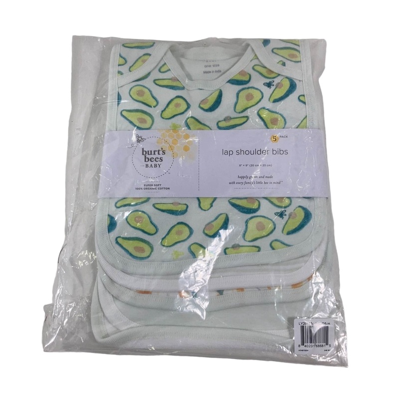Burt’s Bees Baby Organic Lap Shoulder Bibs 5 Pack, Carrots & Avocados