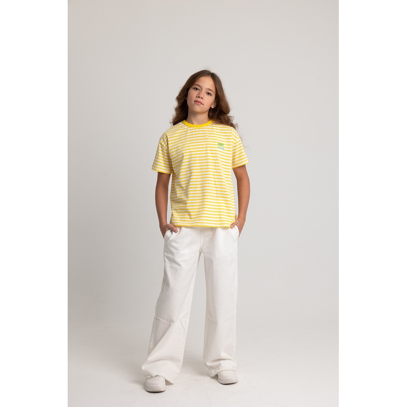 Girls Striped Cotton Short-Sleeved T-Shirt