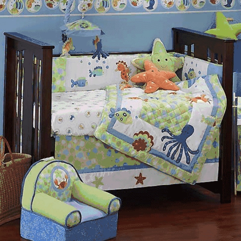 Lambs & Ivy Bubbles 6 Piece Crib Bedding Set