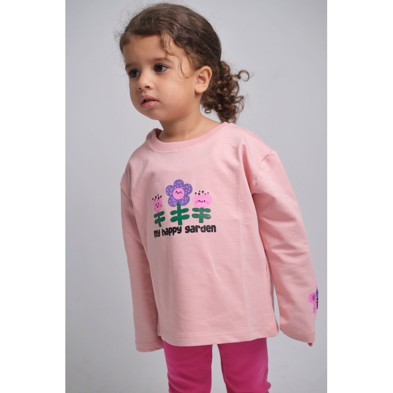 Pink Happy Garden Long-Sleeved T-Shirt