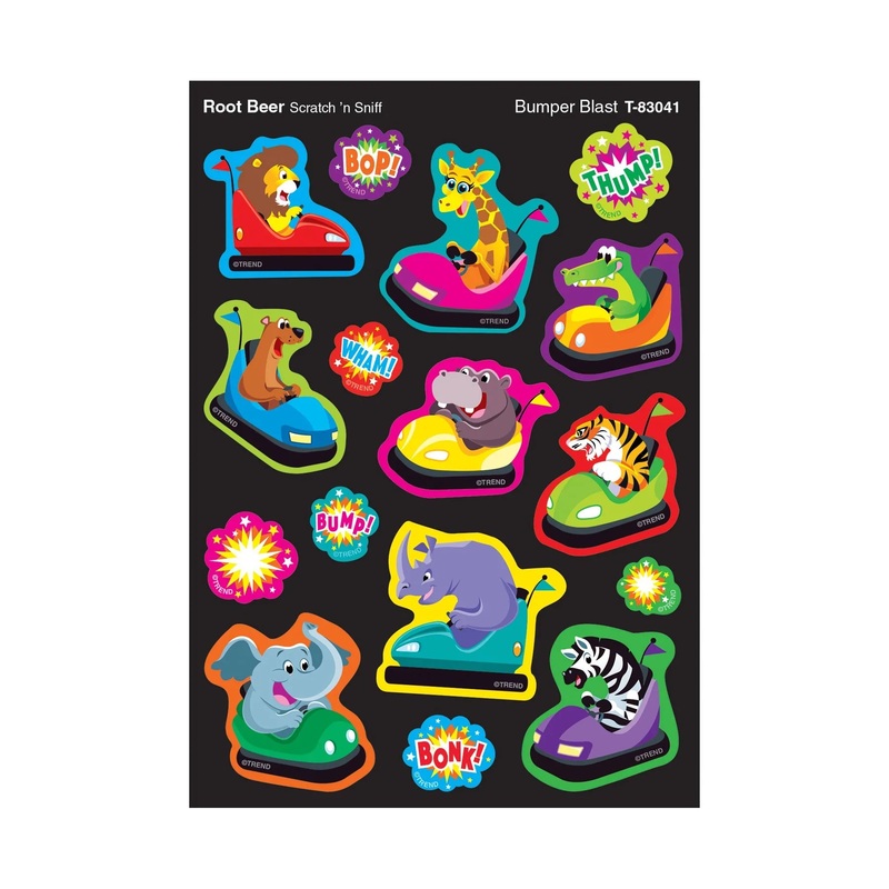 Bumper Blast, Root Beer scent Scratch ‘n Sniff Stinky Stickers  Mixed Shapes
