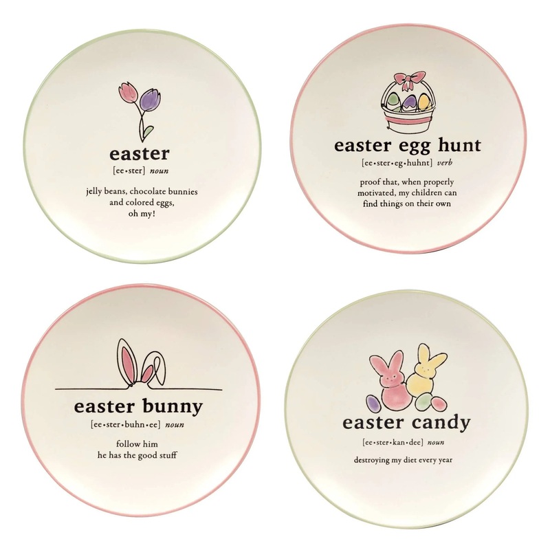 6″ Easter Words Canape Plates, Set of 4
