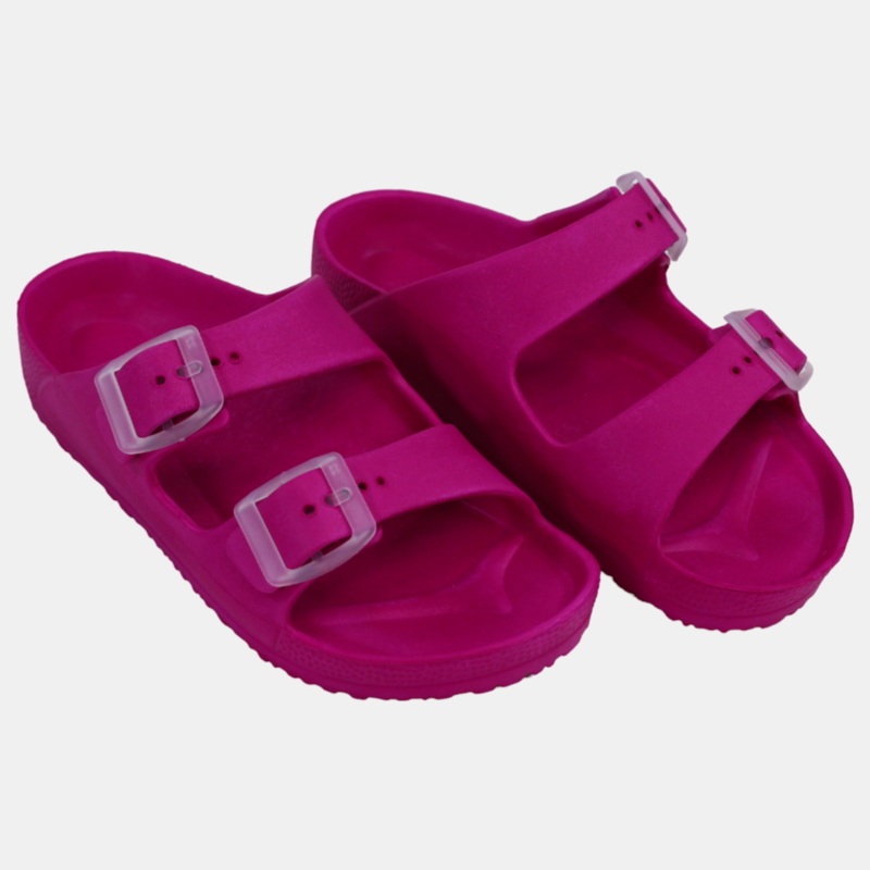 Girls Rubber Slippers  Fuchsia Jet Design