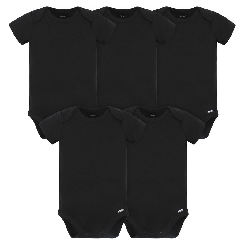 5-Pack Baby Black Premium Short Sleeve Onesies Bodysuits