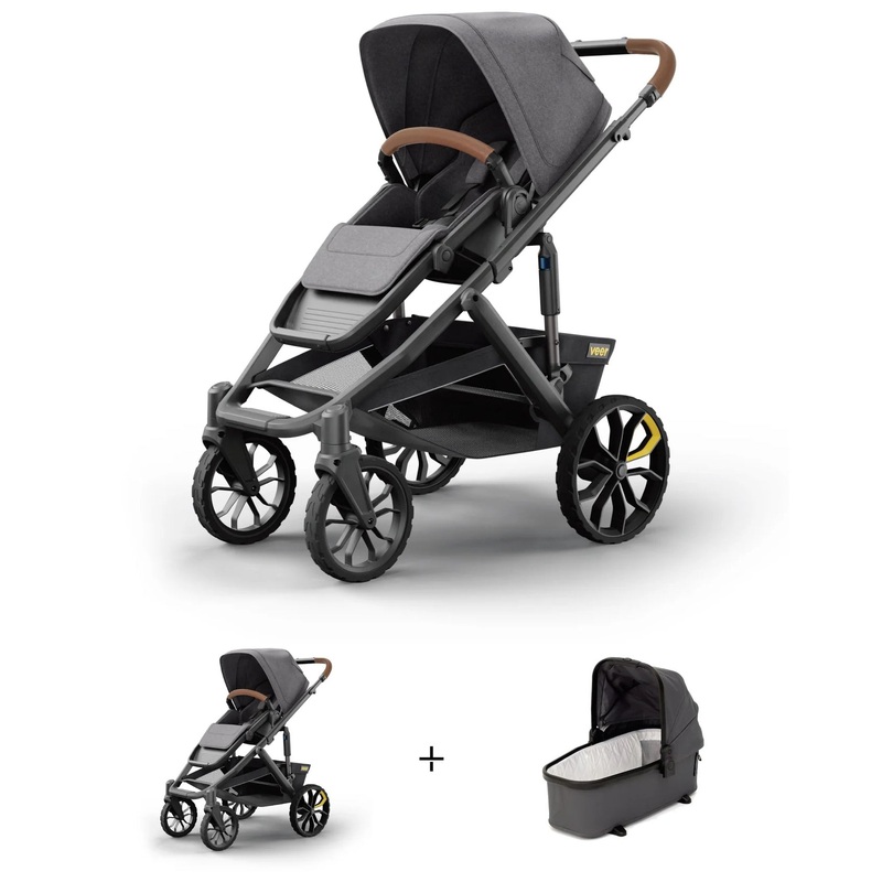 Veer Switch&Roll Luxe Single-to-Double Stroller + Infant Essentials Bundle – Gray Granite