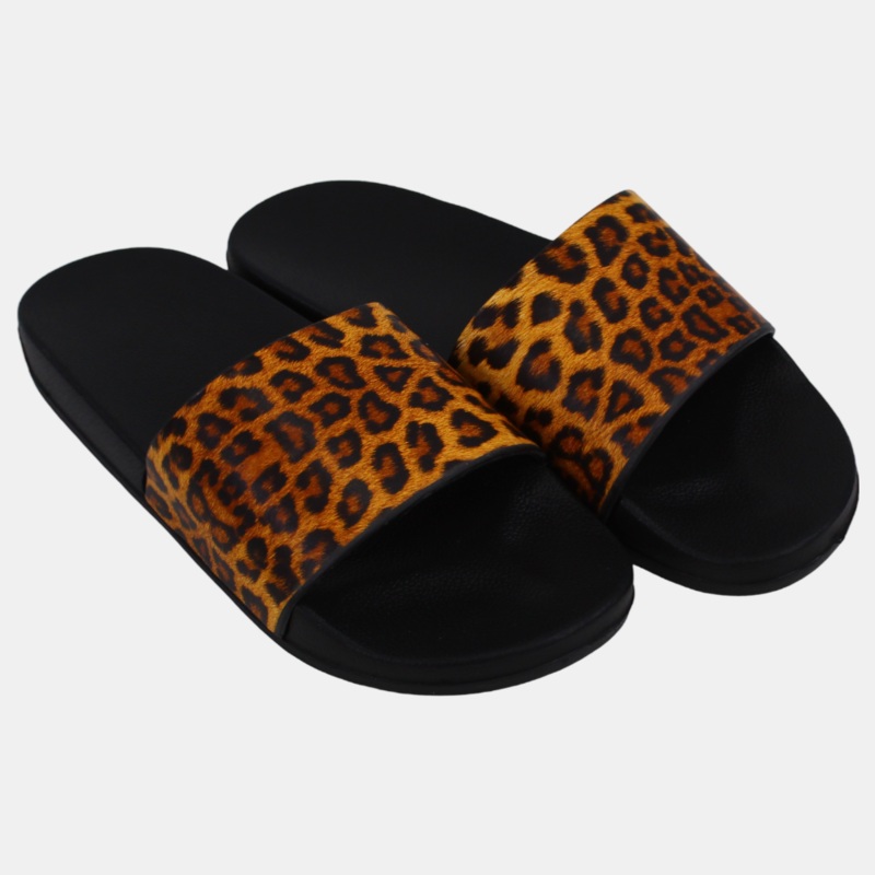 Women’s Rubber Slides  Black Tiger Design