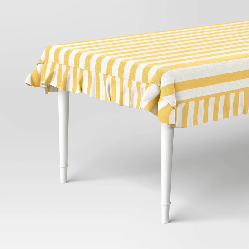80″x60″ Yellow Striped Tablecloth