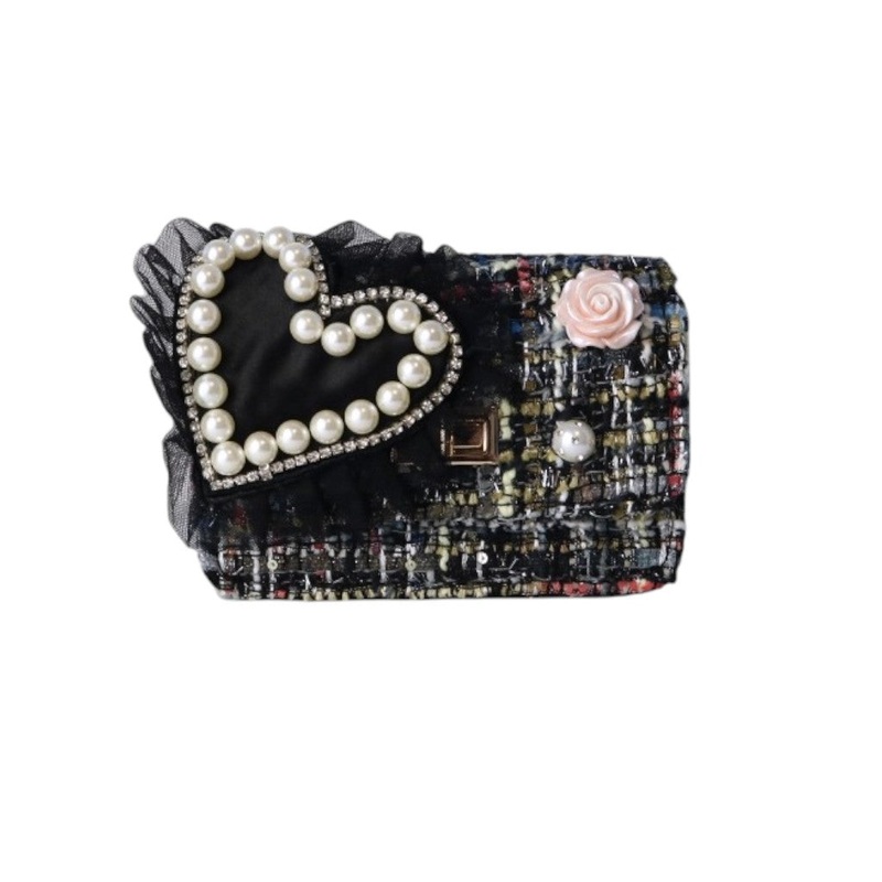 Big Heart Tweed Purse (Black)