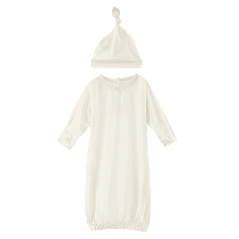 Kickee Pants Layette Gown & Single Knot Hat Set