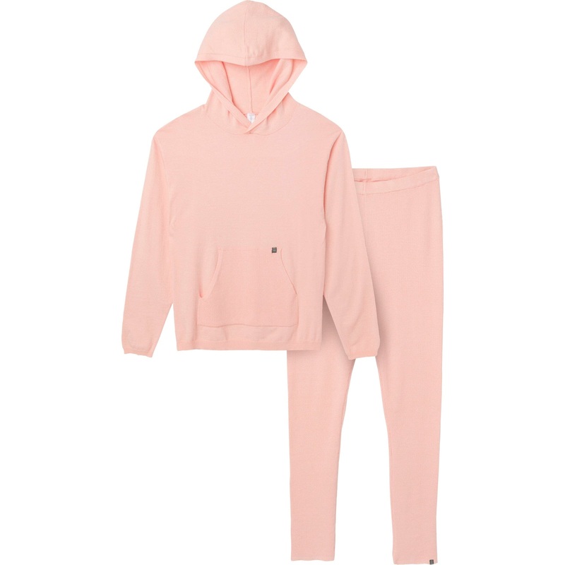 2-Piece Women’s Pink Hooded Waffle Top and Legging Viscose Set