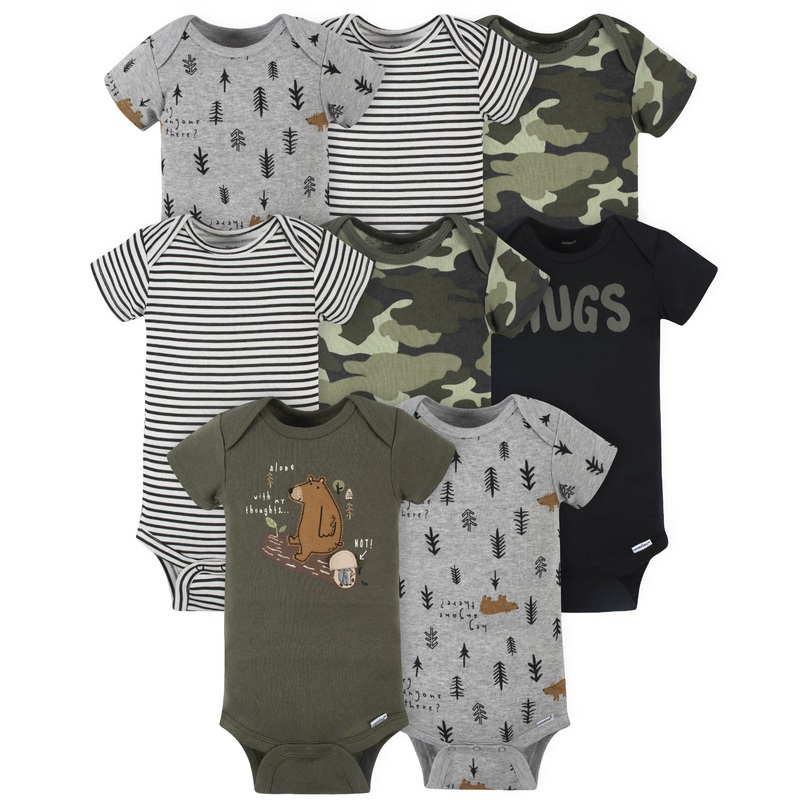 8-Pack Baby Boys Bear Short Sleeve Onesies Bodysuits