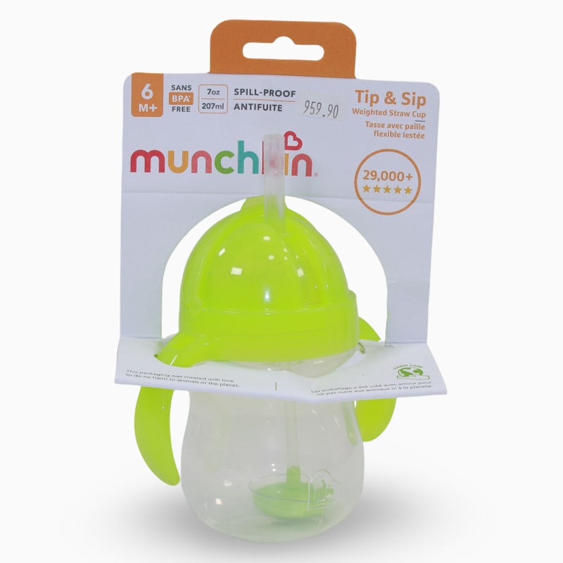 Munchkin Any Angle Click Lock Weighted Straw Trainer Cup  7oz  Green  6months +