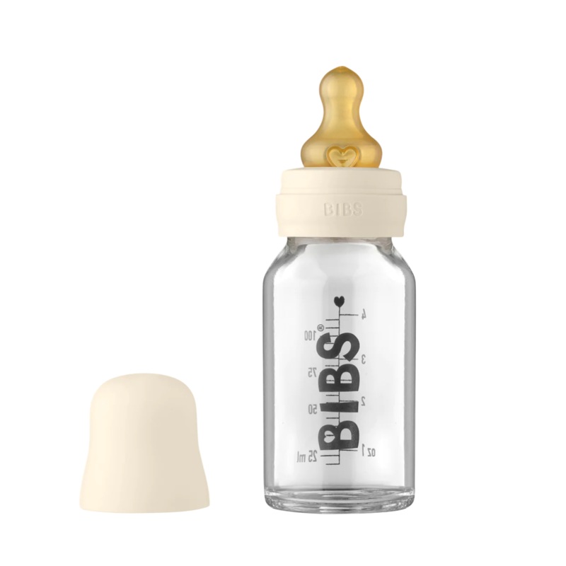 BIBS Baby Glass Bottle – Complete Set 4 Ounce – Ivory