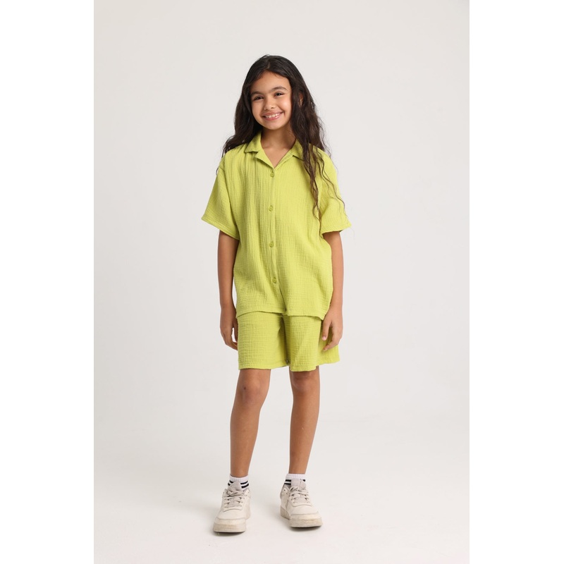Unisex Kids Light Green Cotton Outfit Set