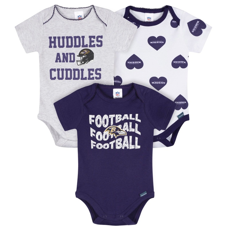 3-Pack Baby Girls Baltimore Ravens Bodysuit Set