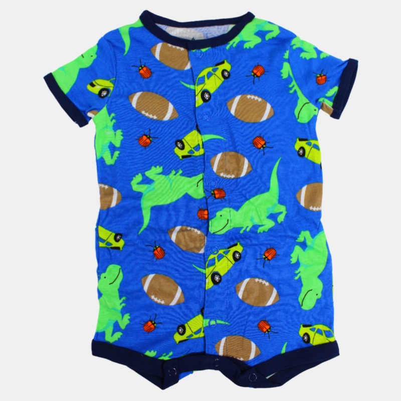 Baby Boys Cotton Romper  Blue with a Fun Design
