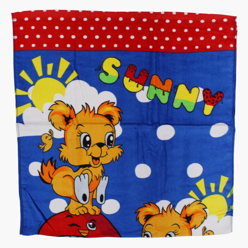 Girls Beach Towel  Blue with Puppies & Mushrooms Print (60120 cm)