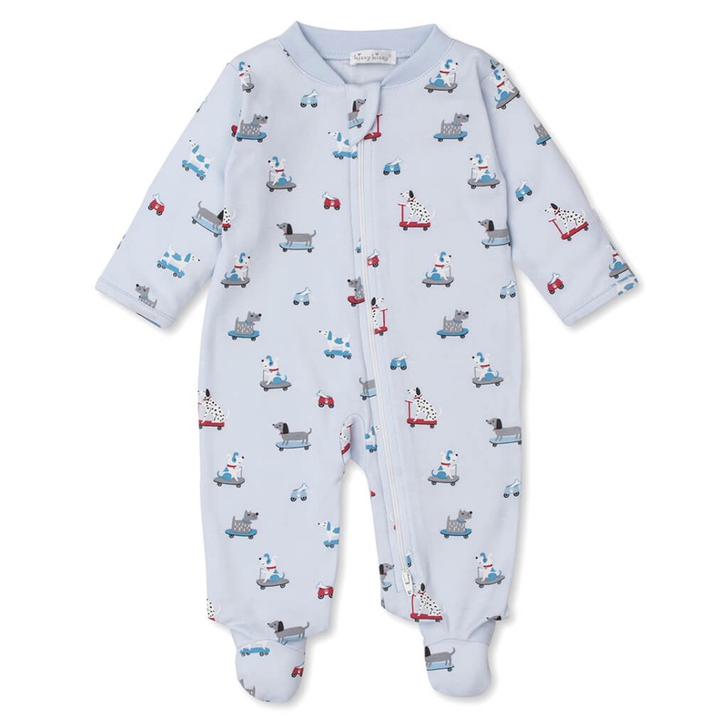 Kissy Kissy Print Footie Skateboarding Pups