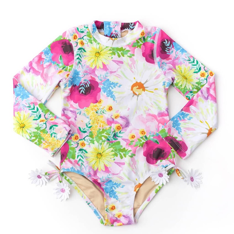 Long sleeve Swimsuit Watercolor Floral