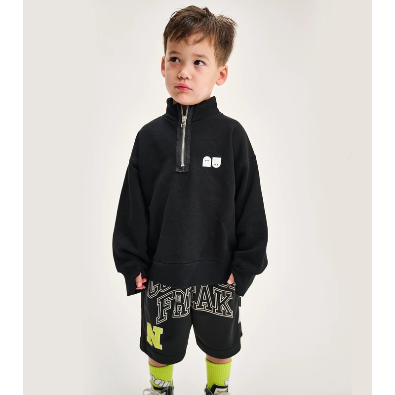 Basic Half Zip Sweatshirt – Black