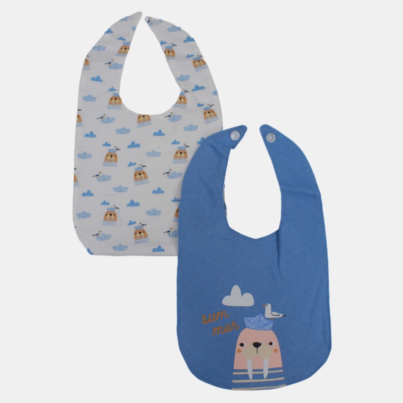 Summer Cotton Bibs  Set of 2 (Sea Lion Design)