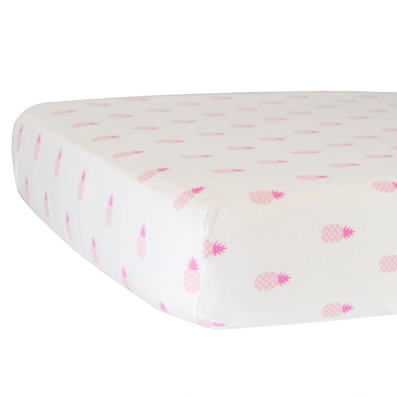 Hello Spud Organic Cotton Fitted Crib Sheet – Pink Pineapples