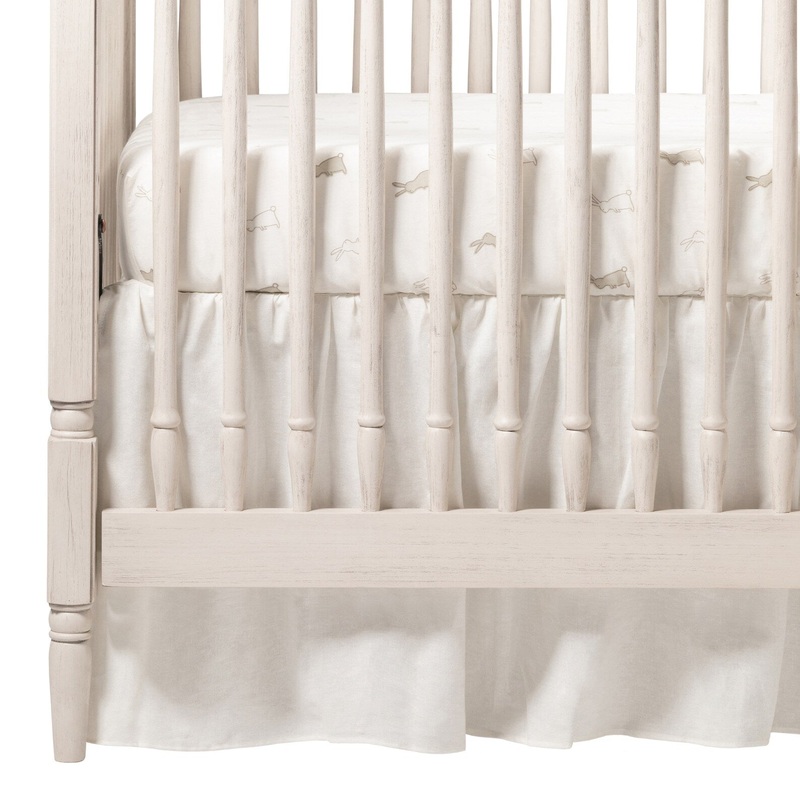 Liz & Roo Light Ivory Linen Gathered Crib Skirt 16″ Drop