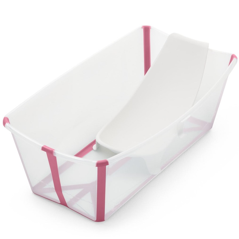 Stokke Flexi Bath Heat Sensitive Tub + Newborn Support – Transparent Pink