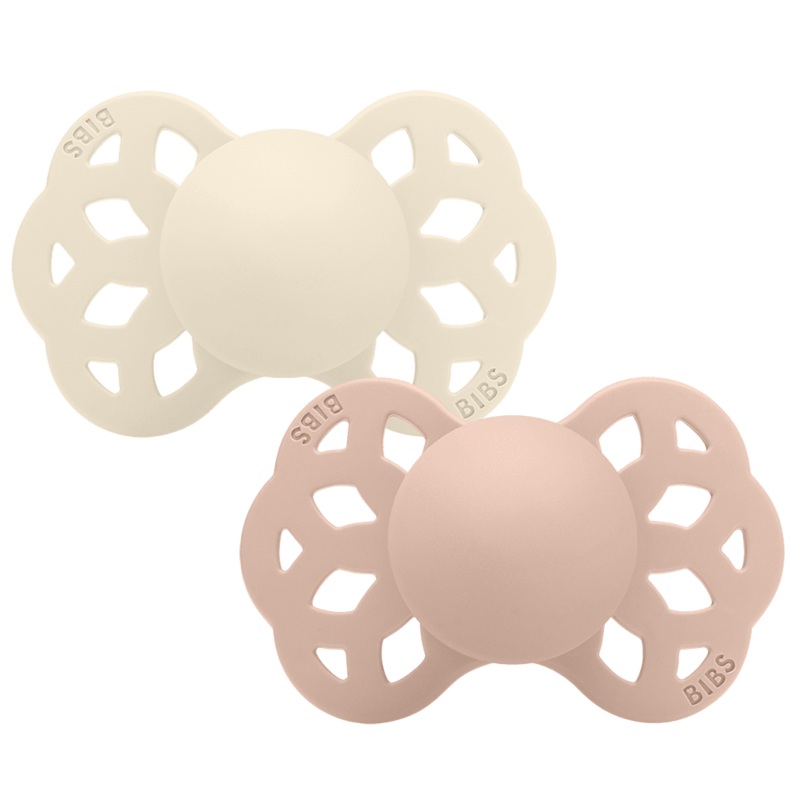 BIBS Infinity Pacifier Anatomical Teat 6-18 months Ivory & Blush Pack of 2