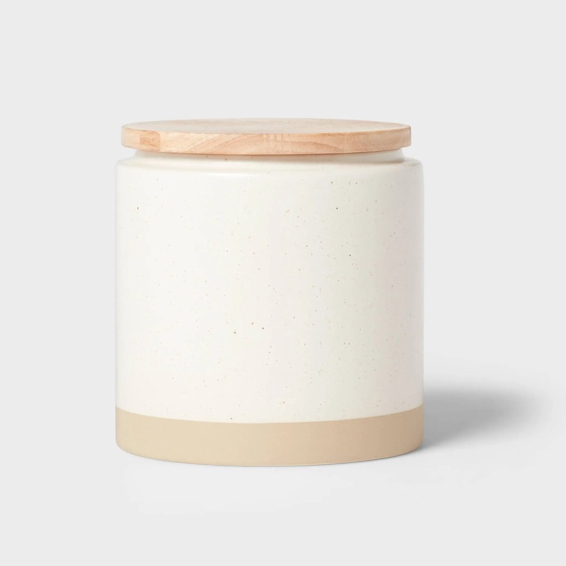 Camwood Collection Medium Stoneware Canister with Wood Lid