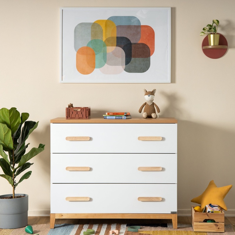 Dadada Lala Little 3-drawer dresser White/Red Oak
