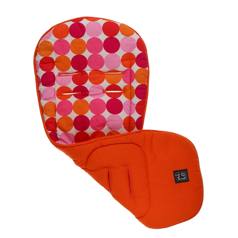 Long Stroller Mat Big Dots Orange/ Pink