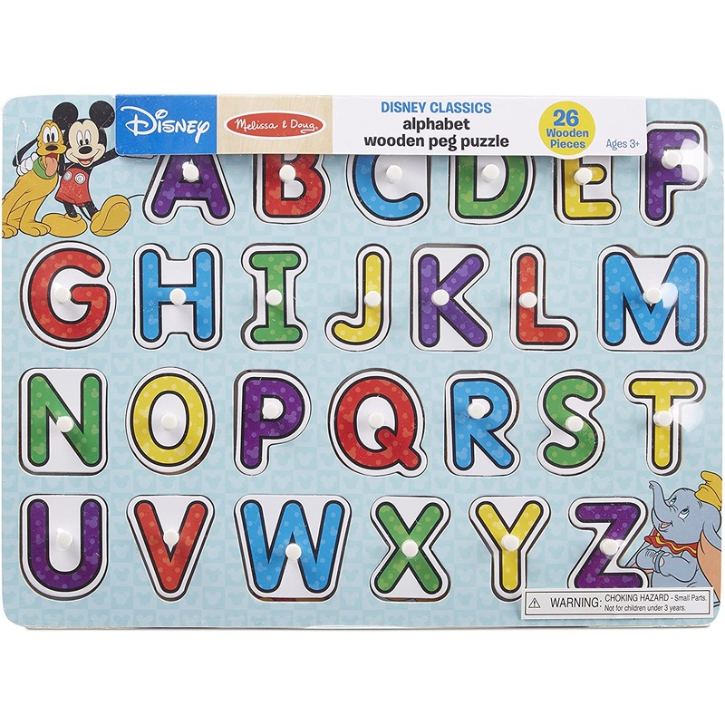 Melissa & Doug Disney Classics Wooden Alphabet Peg Puzzle