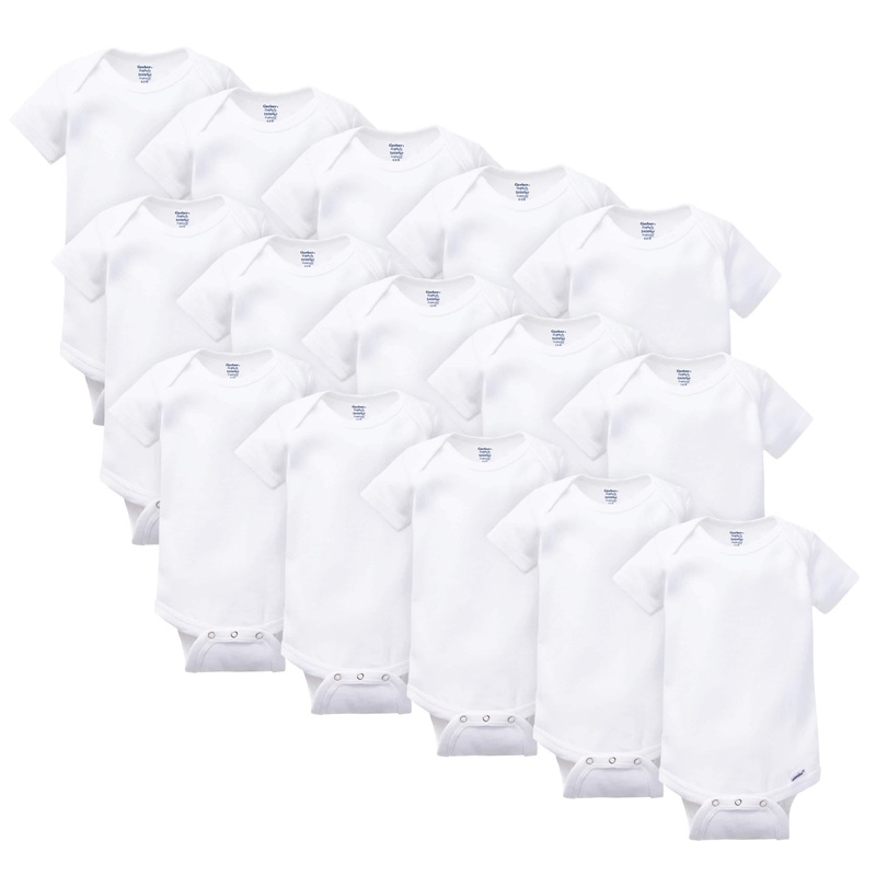15-Pack Organic Baby White Onesies Bodysuits Grow with Me Bundle