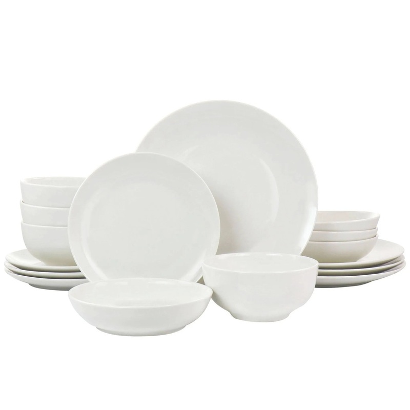 16pc Camellia Porcelain Double Bowl Dinnerware Set