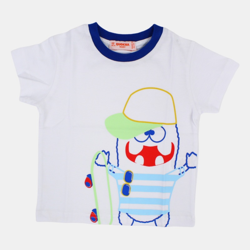 Baby Boys Cotton Short-Sleeved T-Shirt with a Fun Design