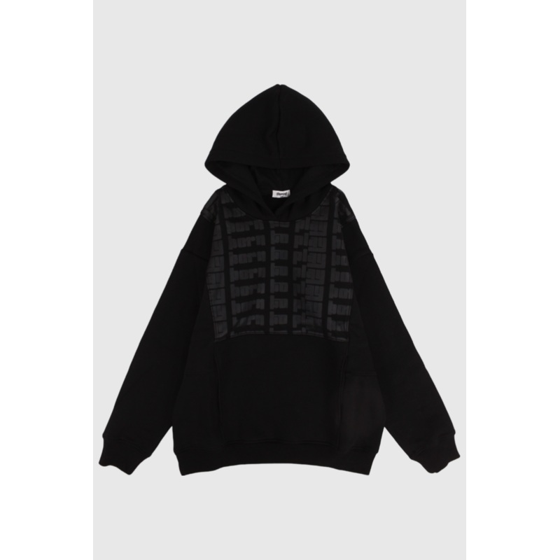 Unisex Black Printed Long-Sleeved Youth Hoodie