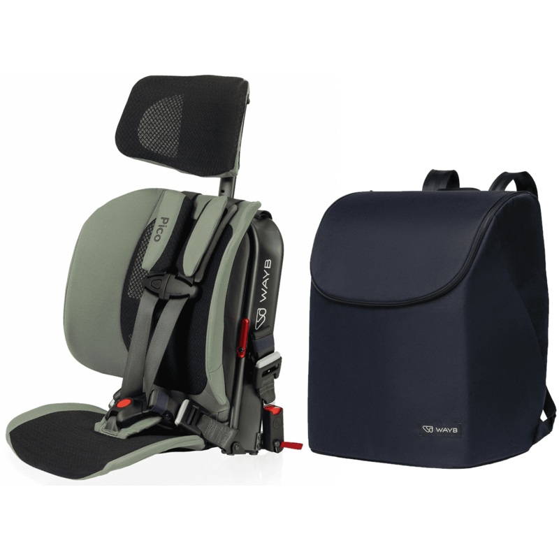 WAYB Pico Forward Facing Travel Car Seat + Deluxe Travel Bag Bundle – Woodland (Albee Exclusive color, 2020 Model)