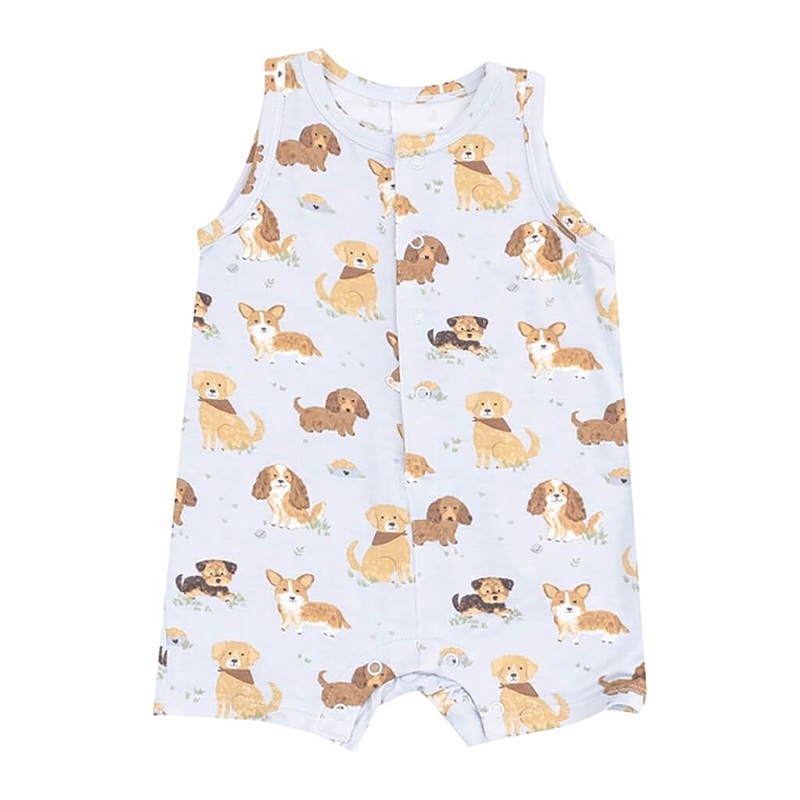 Sleeveless Shortie Romper Best Friend Dogs Blue
