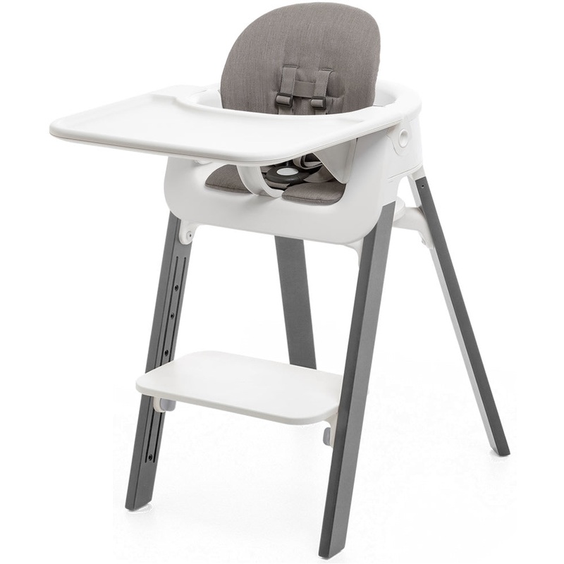 Stokke Steps Complete High Chair with Cushion – White/Storm Grey/Greige
