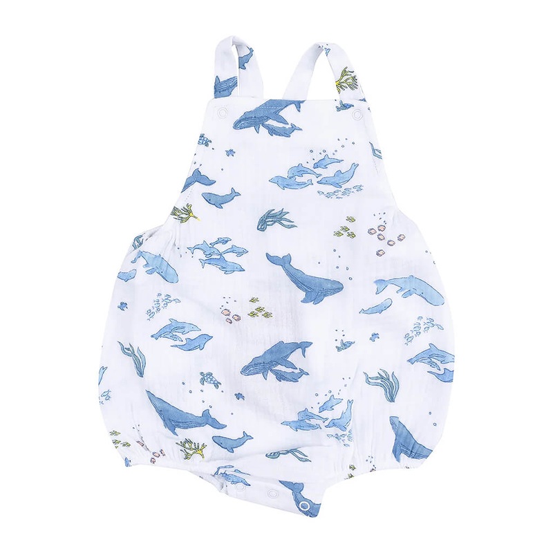 Sunsuit – Watercolor Blue Whales Pocket