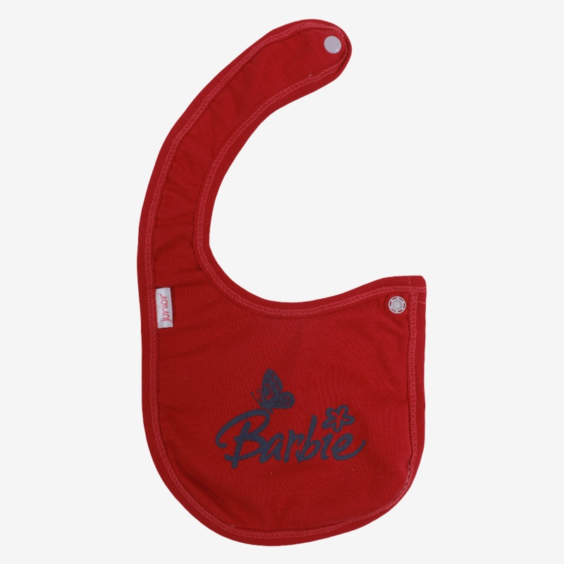 Baby Cotton Bib  Red with “Barbie” Design