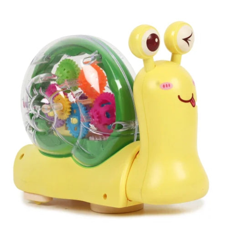 Battery Operated Unisex Plastic Gear Snail Musical Toy for Kids
