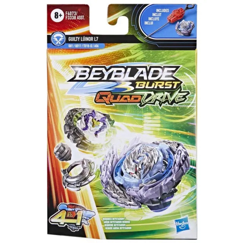 Beyblade Burst QuadDrive Guilty Linor L7 Spinning Top Starter Pack — Battling Game Top Toy with Launcher