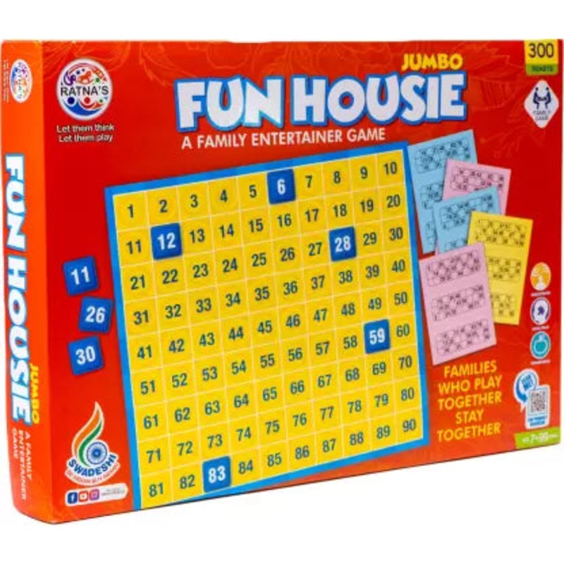 Ratnas Fun Housie Jumbo Party & Fun Games Board Game – 300 Tickets
