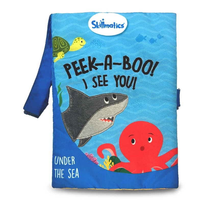 Skillmatics Peek A Boo I See You Underwater Animal Theme Interactive Soft Cloth Book – Blue