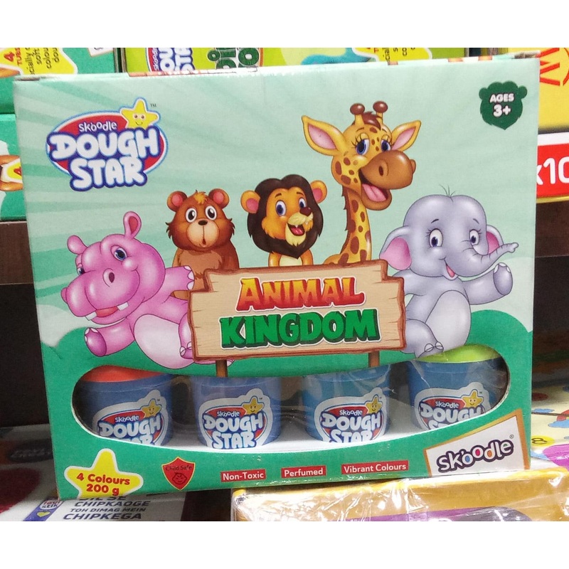 Skoodle Dough Star Animal Kingdom For Kids – 4 Colors 200gm – Color & Design May Vary