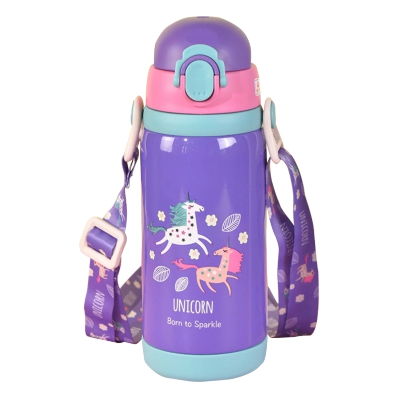 Unicorn Theme Hot & Cold Water Bottle for Kids  Double Walled Thermos Flask Vacuum Insulated Stainless Steel Bottle